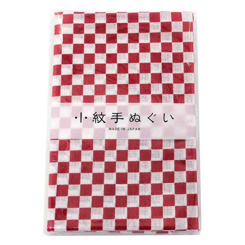 Japanese Tenugui Towel - Ichimatsu (Checkered Pattern) [Red]