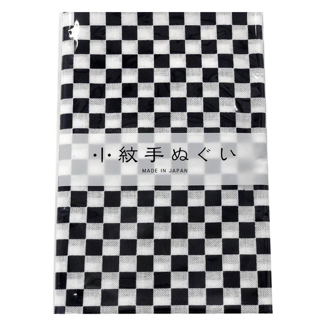 Japanese Tenugui Towel - Ichimatsu (Checkered Pattern) [Black]